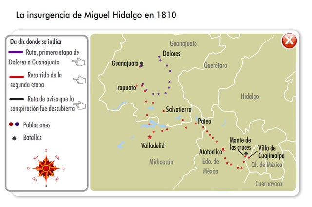 La insurgencia de Miguel Hidalgo en 1810.