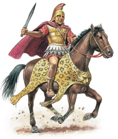 He tames his war horse, Bucephalus