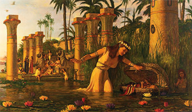 Faraos datter finder moses og tager sig af ham