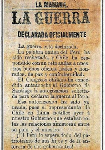 Chile declara la guerra al Perú