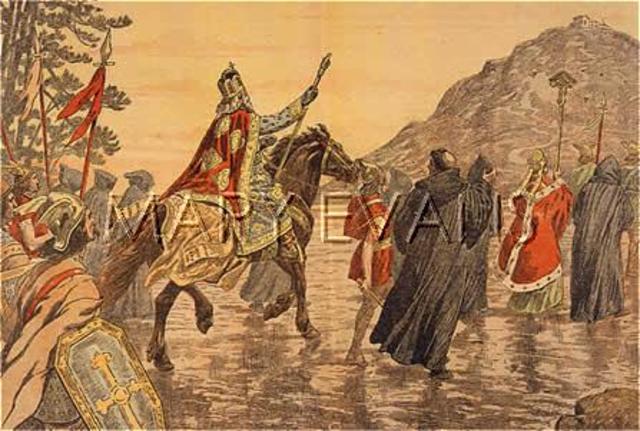 Charlemagne makes a pilgrimage to Italy