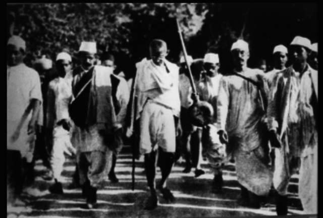 Mahatma Gandhi leads the India Protest