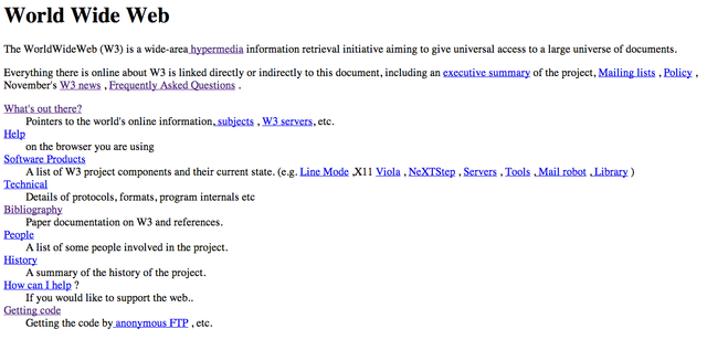 First web page created 1991 brought some major innovations to the world of the Internet