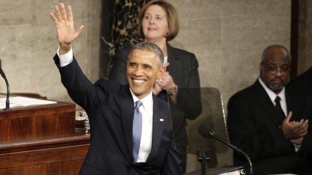 Obama gives his first State of the Union address.