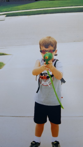 Playing with my new toy on my 6th birthday