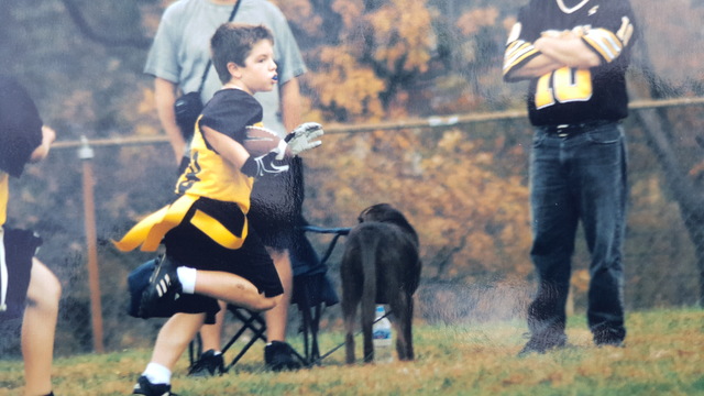 Playing flag football in 3rd grade