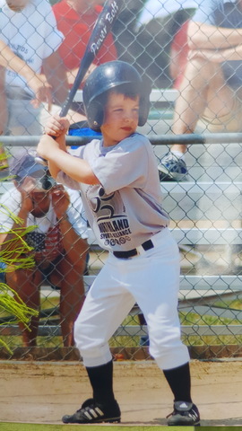 Playing baseball