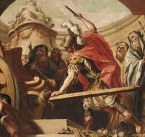 Alexander tries to untie the knot