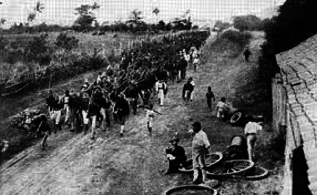 El General Schwan errota las defensas españolas en Hormigueros.