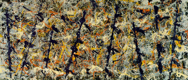 Jackson Pollock paints blue poles