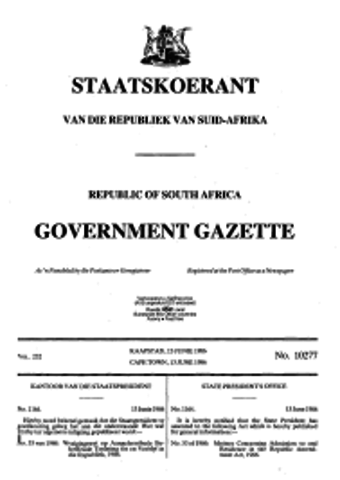 Admission of Persons to the Union Regulation Act No 22