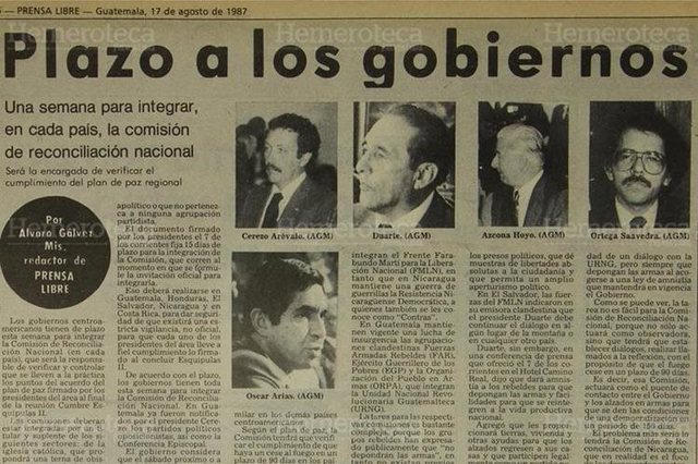 El Acuerdo de Paz de la América Central esta firmado