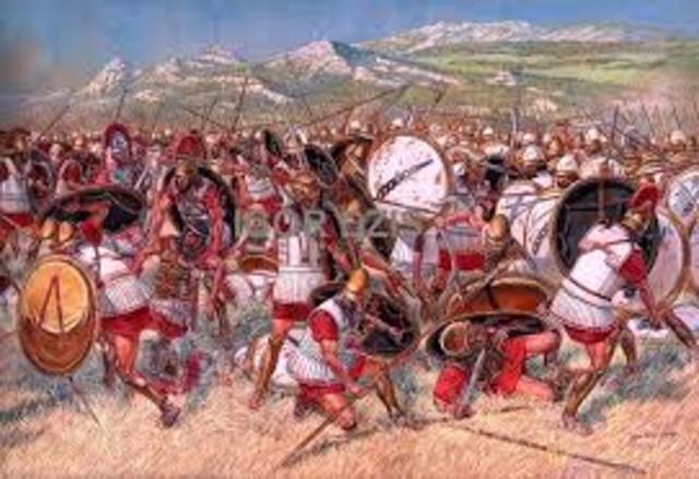 Athenians and Thebans in battle at Chaeronea.