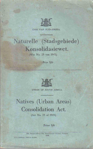 Natives (Urban Areas) Consolidation Act of 1945