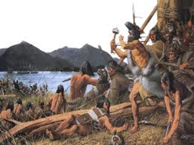 Hawkeye and the Mohicans fight the Hurans