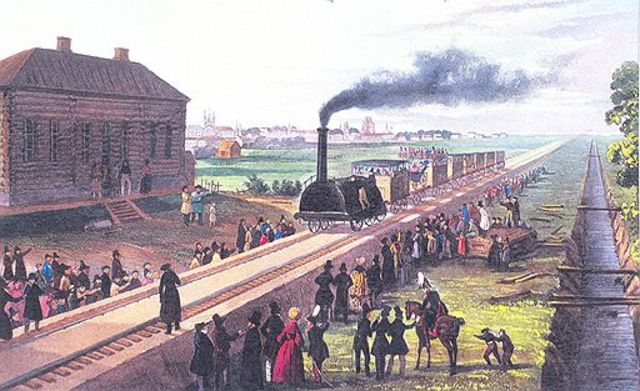 Открыта двухпутная железнодорожная магистраль Петербург—Москва протяжением 644,4 км.