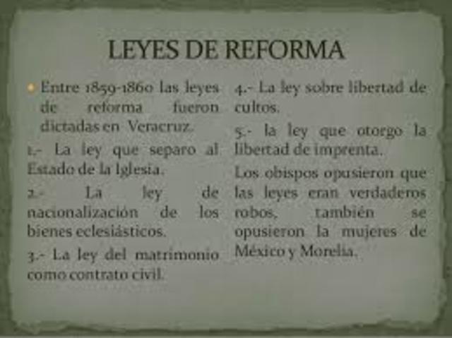 Leyes de Reforma 1859-1860