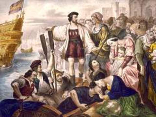 Columbus "discovers" America