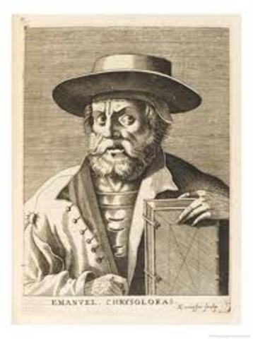 Manuel Chrysoloras arrives in Italy