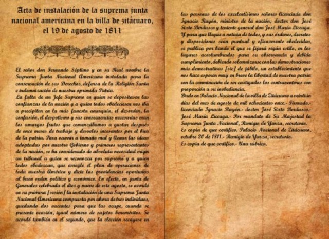 ACTA DE LA SUPREMA JUNTA NACIONL AMERICANA