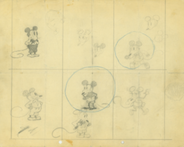 First Sketches of Mickey Mouse.