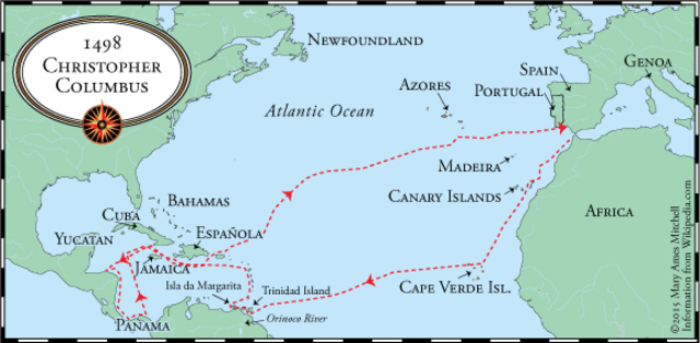 Columbus discovers South America.