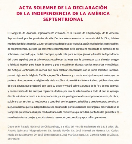 Acta solemne de la Declaración de Independencia de la América Septentrional.
