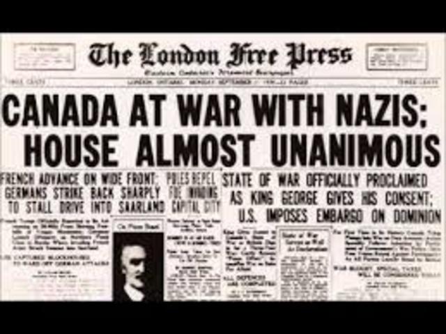 Canada declares war on Germany