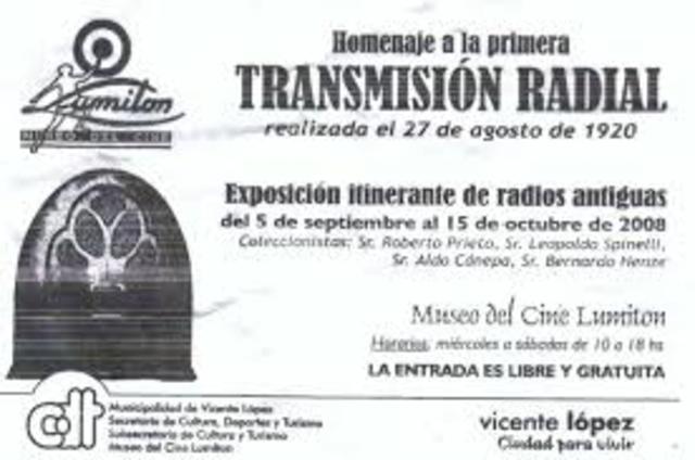 Primera transmisión radiofónica.