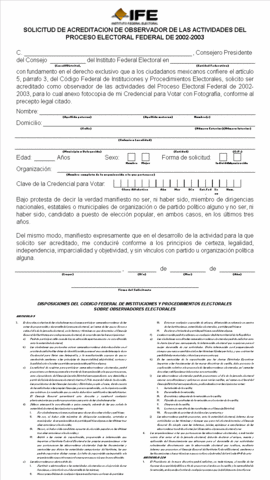 Solicitud de acreditación como observador electoral