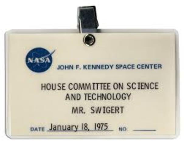 A nametag from the JFK Space Center in 1975