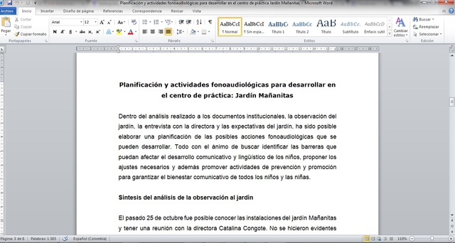 Presentación de actividades a desarrollar