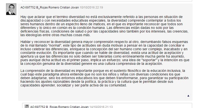 Participación en el foro sobre diversidad