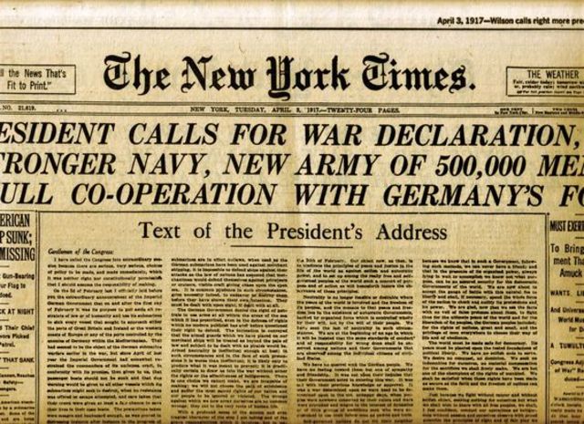Wilson asked Congress to declare war against Central Powers