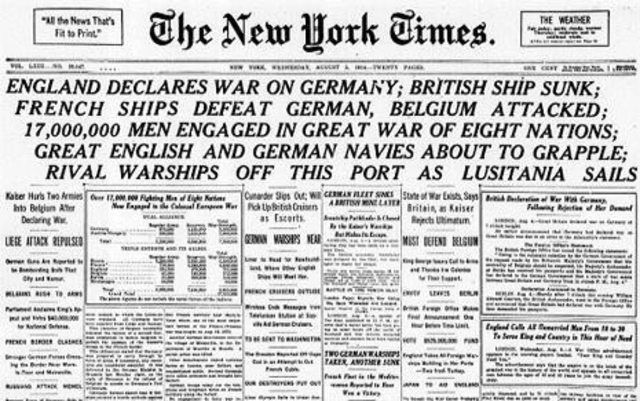 Great Britian declares war on Germany