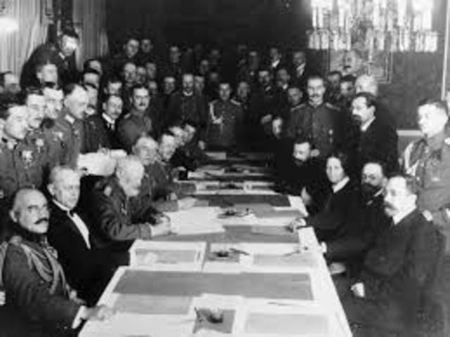 Russia and Germany signed a peace treaty called the Treaty of Brest-Litovsk  -  This was a peace agreement between Russia and Germany that Russia could hand 30 percent of its territory to Germany which ended up affecting Germany in the long run.