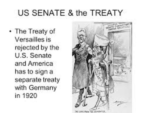 The Senate voted to reject the Treaty of Versailles