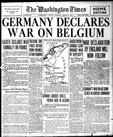Germany Declares war on France August 4, 1914