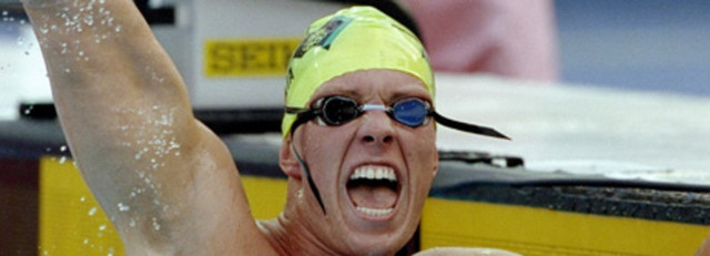 Kieren Perkins wins 1500 metres freestyle Atlanta Games 1996