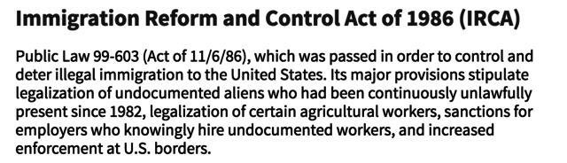 Immigration Reform and Control Act of 1986