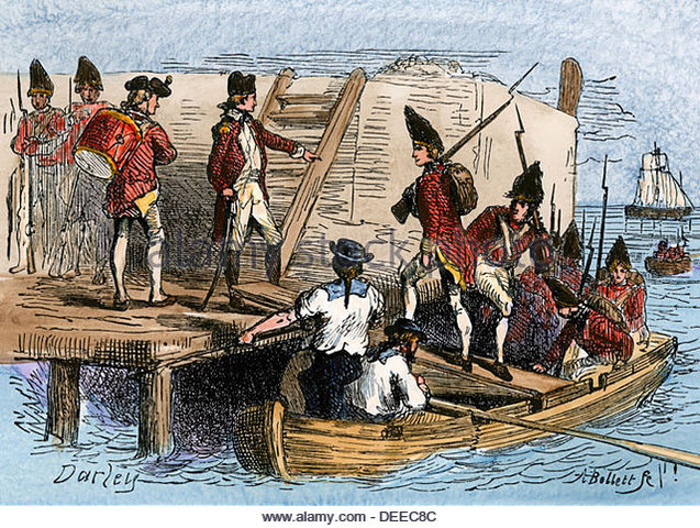 2,000 British troops stationed in Boston