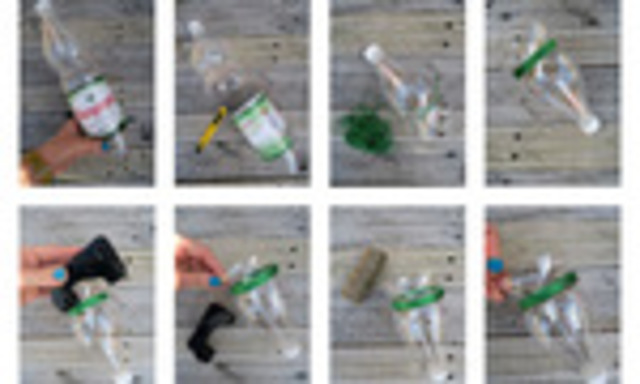 DIBUJA LOS COSTADOS DE LA BOTELLA TAL COMO SE MUESTRA EN LA IMAGEN Y LUEGO CORTALO CON TIJERA O CUCHILLO