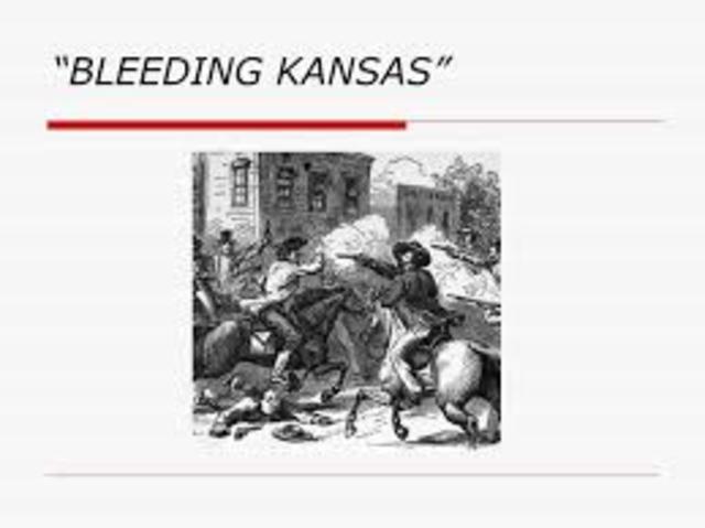 Why did violence break out in Kansas in the mid-1850's earning it in the nickname 'bleeding Kansas"
