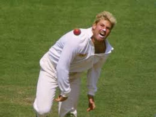 Leg spin bowler Shane Warne bowling England's Mike Gatting with his first ball in the 1st Ashes Test