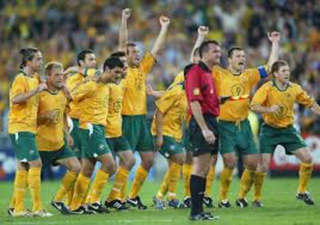 The Socceroos defeating Uruguay at Stadium Australia to qualify for the 2006 FIFA Cup.