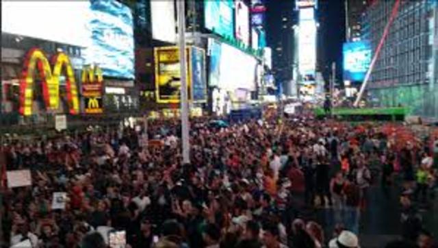 Protesters protesting corporate greed