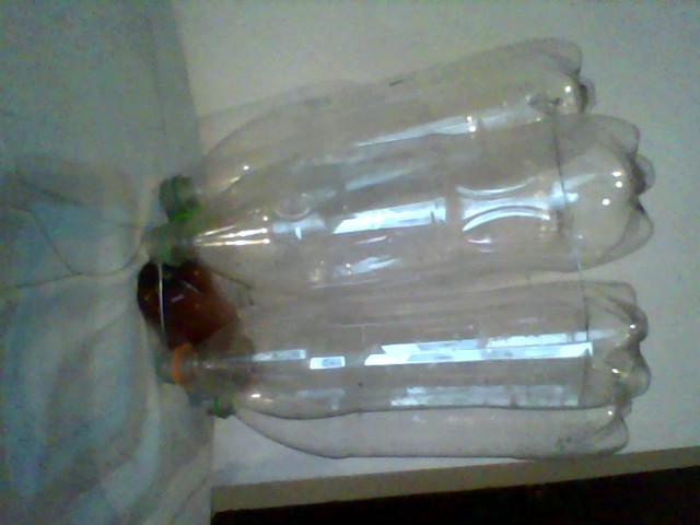 Caneca con botellas luz