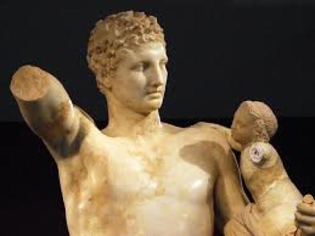 hermes amb el nen dionís infant de praxíteles
