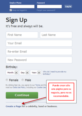 Creación de Facebook