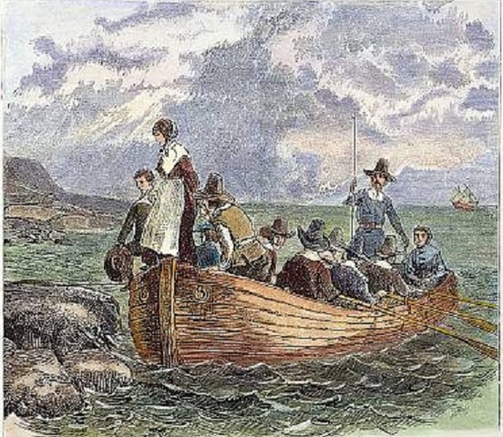 1620 - The Mayflower lands at Plymouth Rock, Massachusetts